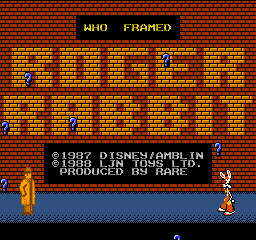Who Framed Roger Rabbit title screen for NES